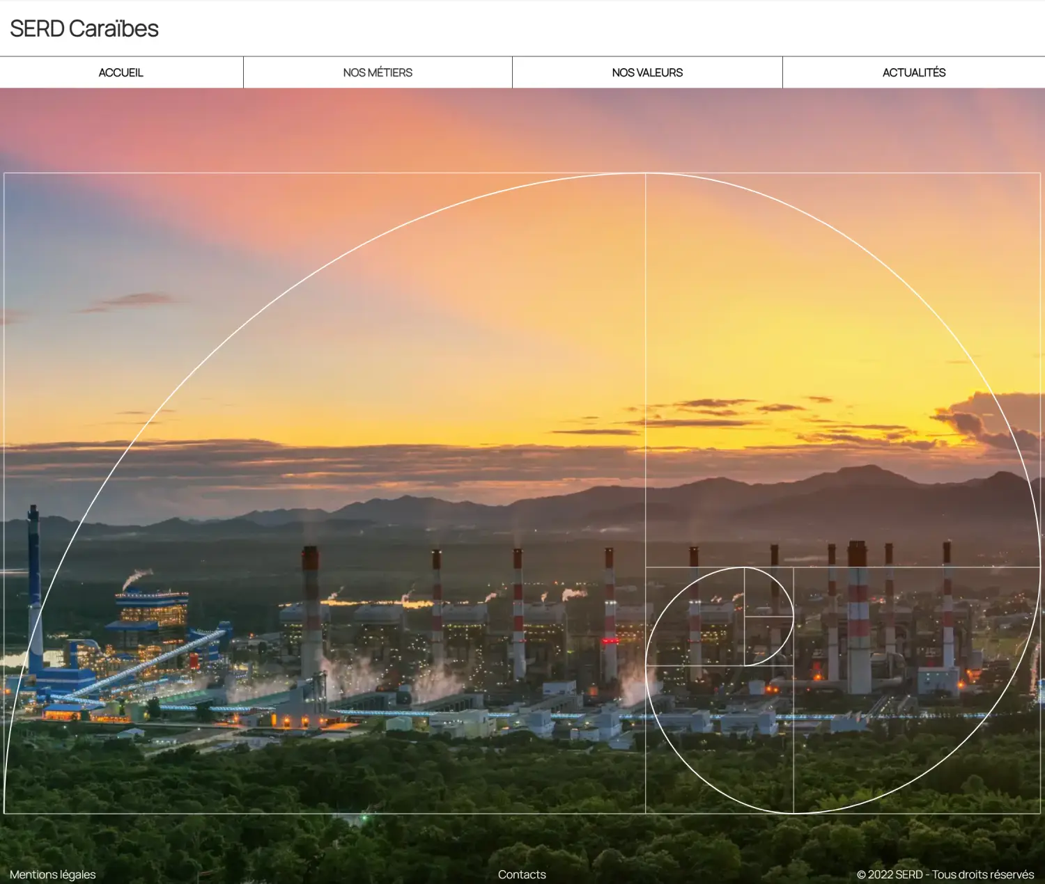 Capture d'écran du projet SERD Caraïbe - Site vitrine pour bureau d'études en Martinique